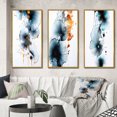 thumbnail image 1 of Designart « Heartbeat Rhapsody Turquoise and Gold Ink Cloud III » Peinture Abstraite Ensemble d'Art Mural Encadré de 3 - Ensemble de Toiles à Cadre Moderne Turquoise pour Déco de Salon, 1 of 6