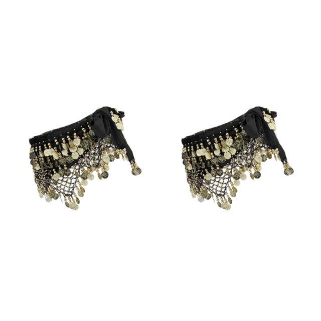 Thinsony Beautiful Belly Dance Waist Chain Intricate Black Gold 2Set