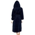 thumbnail image 3 of Fashnice Women Sleepwear Long Sleeve Sherpa Robes Solid Color Fuzzy Plush Bathrobe Warm Sleeping Fleece Robe Navy Blue S, 3 of 7