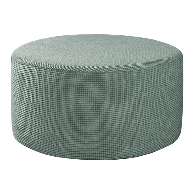 Rongfmy Round Ottoman Slipcover Footstool Footrest Cover Living Room Stool Green
