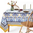 thumbnail image 1 of Arabesque Tablecloth,Blue Yellow Floral PatternTable Cloth, French Country Tablecover for Rectangle Tables 60 x 84,Perfect for Kitchen Dinner, Restaurant ,Holiday Picnic Party Table Cover, 1 of 5