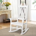 thumbnail image 3 of Gymax Wooden Rocking Chair Porch Rocker High Back Garden Seat For Indoor Outdoor White, 3 of 10
