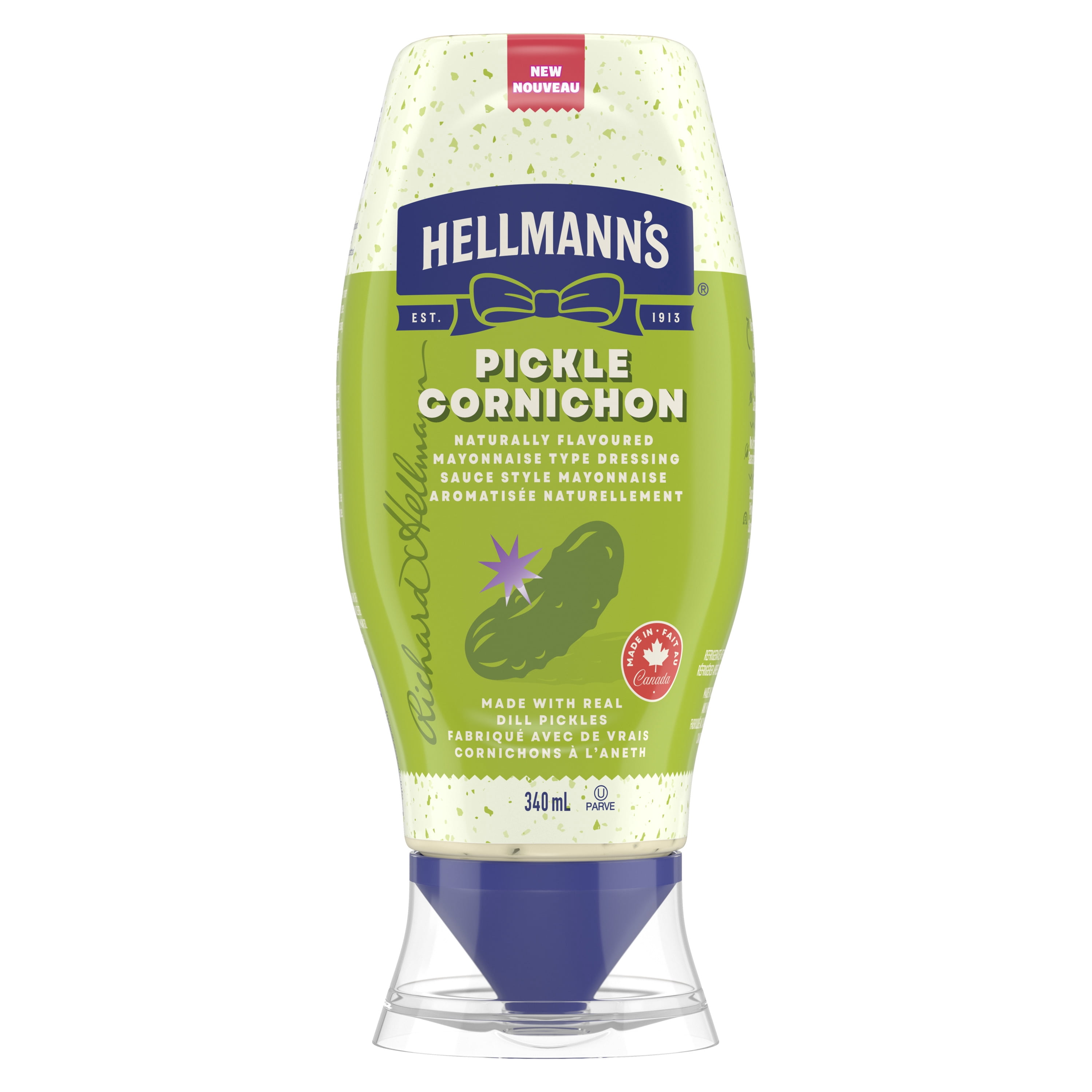 Hellmann's Mayo saveur cornichon à l'aneth, condiment crémeux et acidulé, 340 ml
