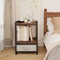 thumbnail image 4 of Gymax Table de Chevet Industriel 2 Pcs avec Tablette de Rangement Ouverte et Tiroir en Tissu, 4 of 10