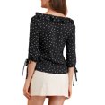 thumbnail image 3 of Unique Bargains Women's Ruffled Neck Half Sleeve Sheer Summer Polka Dots Blouse Tops, 3 of 5