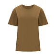 thumbnail image 4 of Plebaso T-Shirts en Coton pour Femmes à Manches Courtes, Col Rond, T-Shirts Basiques, Hauts Décontractés, Couleur Unie, Coupe Ample, 4 of 7