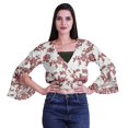 thumbnail image 4 of Moomaya Printed Womens Crop Top Wrap Style Top Wear Ruffle Long Sleeve Casual Summer Blouse, 4 of 5