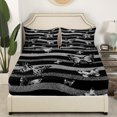 thumbnail image 3 of Erosebridal Black Grey Striped Bed Sheets Set Full Size, Butterfly Print Bedroom Set, 4pcs, 3 of 7