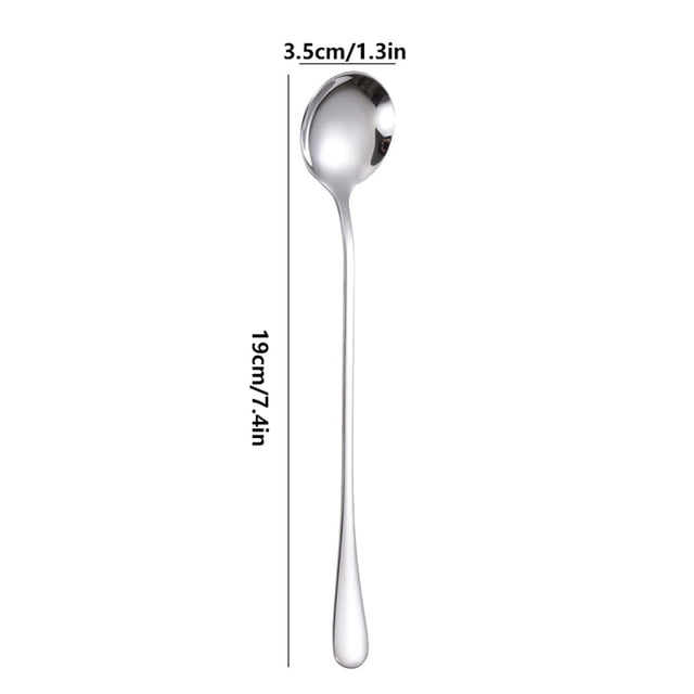 Coffee Ice Cream Long Handled Stainless Steel Mixing Spoon, Coffee Spoon, Ice Cream Spoon, Ice Tip Round Spoon Ice Cream Spoon