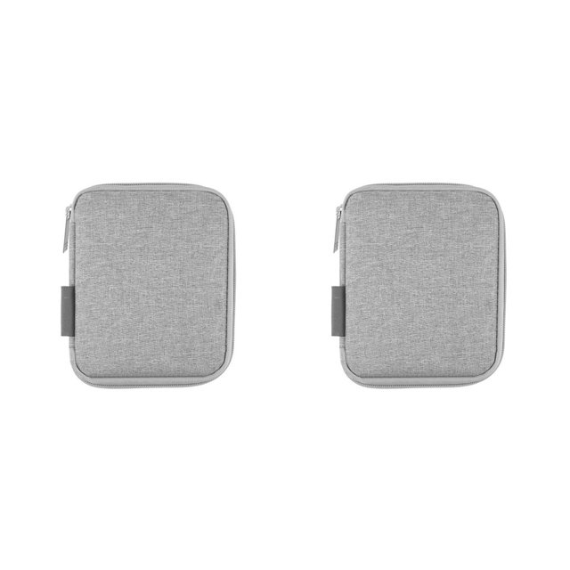QualitChoice HAWEEL Cable Organizer Portable Reusable Mini Nylon Mesh Elastic Ring Data Line Charger Pen Storage Bag Travelling Case Grey 2Set