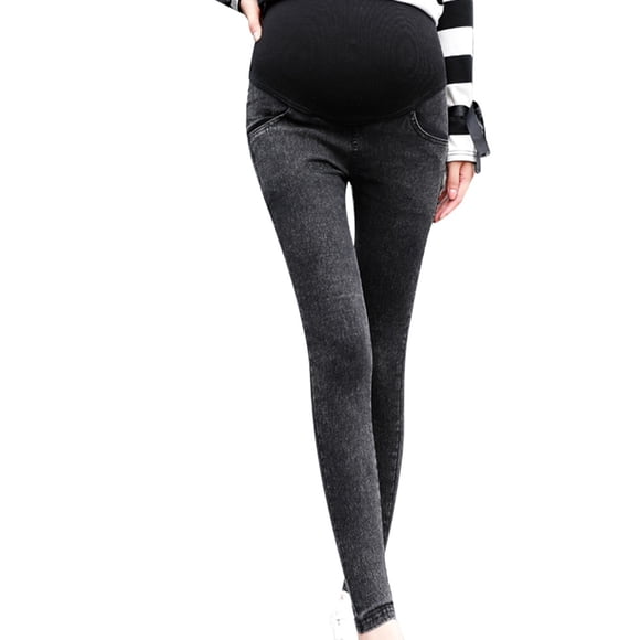 2025 Maternity Jeans for Womens Pregnancy Skinny Over The Belly Elastic Trousers Fall Jeans Pants Maternity Clothes Black