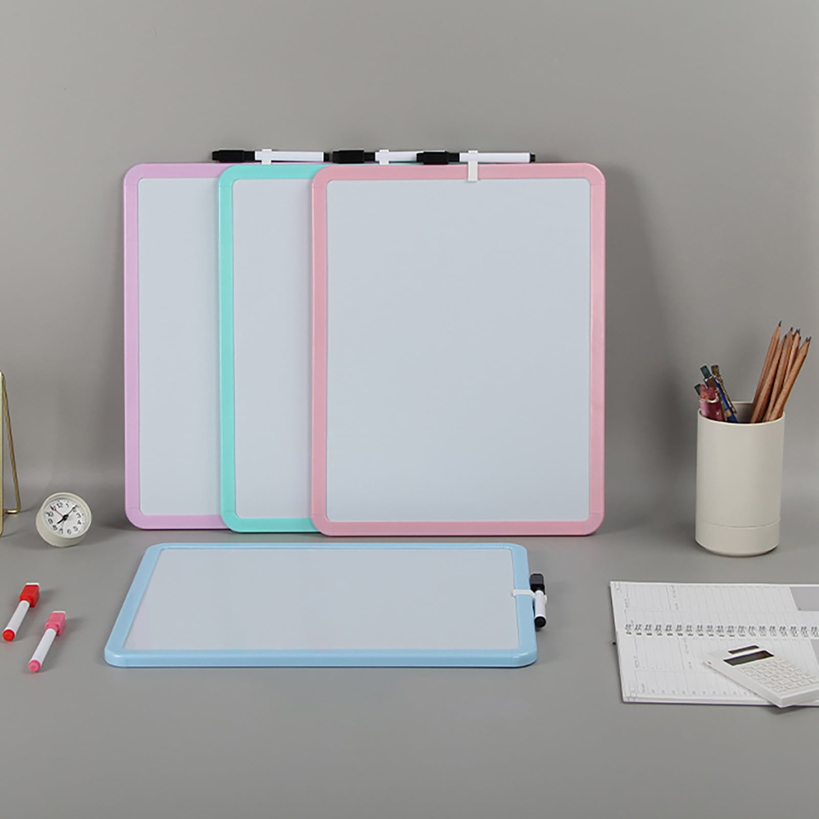 Musbetu Small Dry Erase Whiteboard 14" x 11" Mini White Board with Marker Double-sided Handheld Dry Erase Board for Home Office Classroom