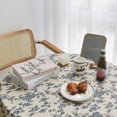thumbnail image 4 of Bovemsi Clearance Blue Floral Table Cloth Retro Cotton Linen Blue Flower Tablecloths for Table Nappe, 4 of 4