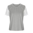 thumbnail image 3 of Blouses à Manches Courtes pour Femmes Mode pour Femmes T-Shirt Uni Blouse en Dentelle à Manches Courtes Col Rond Hauts Décontractés Femmes Hauts à Manches Courtes T-Shirts en Coton Femmes Blouse à Manches Courtes, 3 of 4