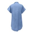 thumbnail image 4 of CEHVOM Robe pour Femme Mode à Manches Courtes Ajustée en Denim Couleur Unie Robe à Fermeture Éclair, 4 of 5