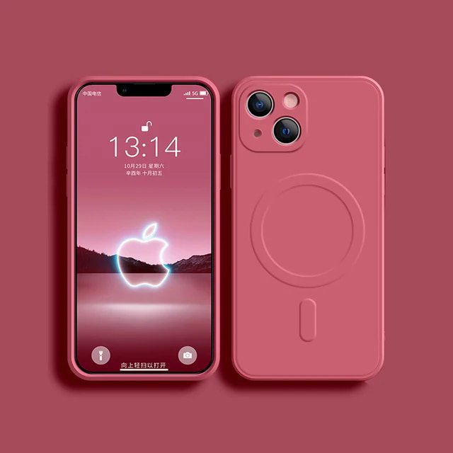 For Magsafe Magnetic Wireless Charge Case For iPhone 14 13 12 11 15 Pro Max Mini XR X S 7 8 Plus Soft Liquid Silicone Back Cover