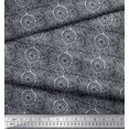 thumbnail image 2 of Soimoi Gray polyester Crepe Fabric Print Block Printed Fabric 1 Yard 52 Inch Wide, 2 of 3