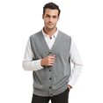 thumbnail image 1 of TOPTIE Men Sweater Vest Solid Knitted Lightweight Thermal Cardigan-Gray-XL, 1 of 10