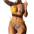 thumbnail image 2 of Dvkptbk Bikinis Ensembles pour Femmes Bikini Bicolore Mode Décontractée Taille Fine avec Lien Ajouré Ensembles de Bikinis Maillot de Bain Femme, 2 of 7