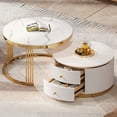 thumbnail image 2 of Noble House 27.6'' Modern 2 Pieces Round Nesting Coffee Table with 2 Drawers,White, 2 of 16