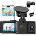 thumbnail image 1 of Dash Cam Front and Rear: 4K Dual Channel Dash Cam - 5GHz WiFi, Dash Camera for Cars with 64GB Card, 2" IPS, App Control, G-Sensor, 1 of 8