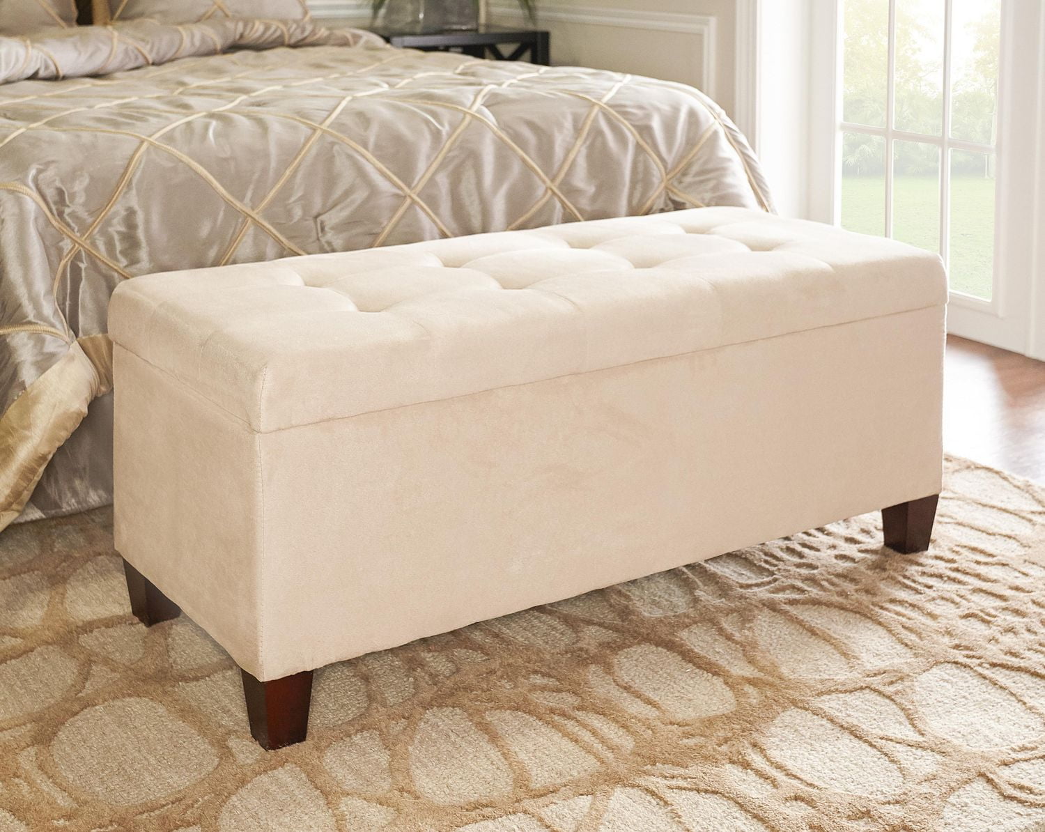 Charlotte Beige Shoe Storage Ottoman