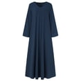 thumbnail image 4 of Pompotops Robe Décontractée pour Femme Grande Taille Couleur Unie Col en V Manches Longues Hiver Automne Basique Décontractée Maxi Longue Robe Robe Quotidienne de Vacances en Solde, 4 of 8