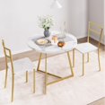 thumbnail image 2 of Dining Table Set for 2, Round Kitchen Table and 2 Chairs, Metal Frame, 3 Piece Kitchen Table Set for Small Space, Apartment, Studio, 2 of 6