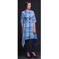 thumbnail image 2 of Bimba Hauts Imprimés Shibori à Rayures Bleues pour Femmes Kurti Asymétrique Robe d'Été pour Filles Grande, 2 of 6