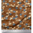 thumbnail image 1 of Soimoi Rayon Fabric Paper Boat,Fish & Starfish Ocean Fabric Prints by Yard 56 Inch Wide, 1 of 3