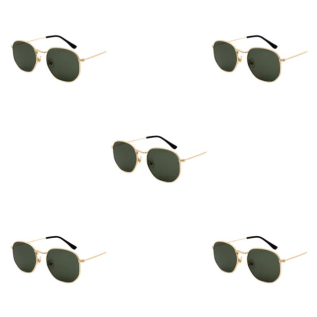 relayinert Fashionable Polarized Lens Small Square For Trendy Style Materials gold blackish green 5Set