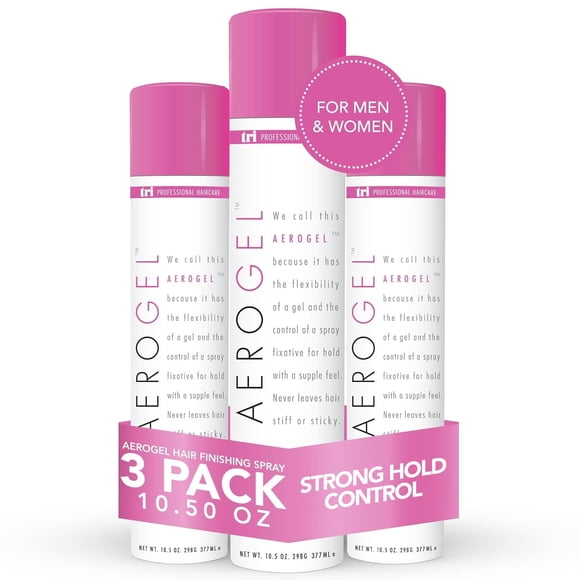 TRI Design Aerogel Hairspray - Vaporisateur de Finition pour Cheveux Non Toxique pour Coiffer, Volumiser et Tenir les Cheveux Bouclés avec Tenue Flexible - pour Femmes et Hommes - Lot de 3 (10,5 oz)
