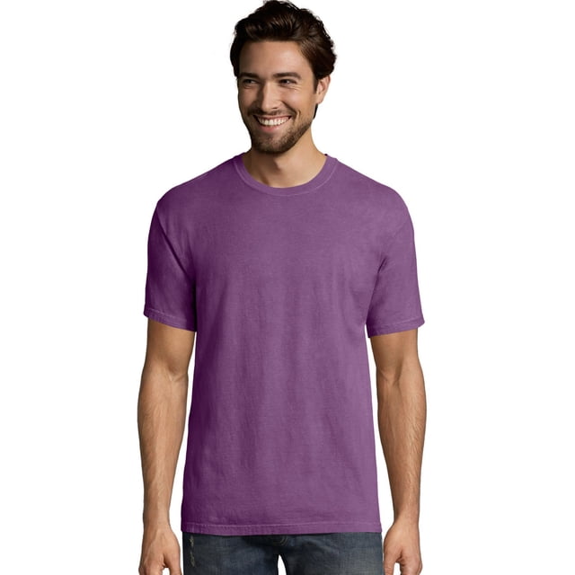 Hanes T-Shirt à Manches Courtes Teint en Pièce ComfortWash pour Hommes Grande Taille, G, Violet Prune Raisin