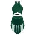 thumbnail image 1 of Raenseen Robe de Danse Ballet Jazz pour Filles, Justaucorps de Patinage Artistique, Strass Brillants, Robe de Bal Sans Manches, Vert 12, 1 of 5