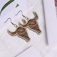 thumbnail image 4 of Vintage Embossed Leather Earrings National Style Texture Diamond Inlay Shiny Cow EarringsThe Best Gift for A Loved One, 4 of 5
