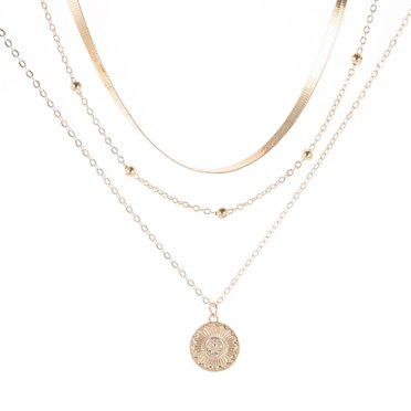 RKSTN Colliers pour Femmes Soleil Radiant Collier Multicouche S Imple Collier Pendentif L Otus Multicouche Collier avec Nom Bijoux Personnalisés pour Femmes