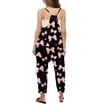 thumbnail image 3 of Girls Overall Bow Print Summer Rompers for Girls Spaghetti Strap Rompers with Pockets Girls Outfit 8-10 Y, 3 of 5