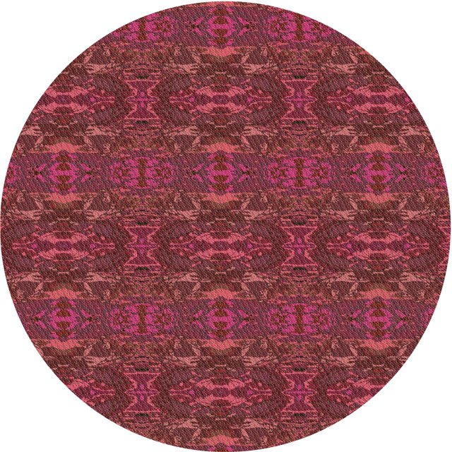 Ahgly Company Tapis Rond Lavable en Machine Intérieur Transitionnel Rouge Cerise, 5 Pieds Rond