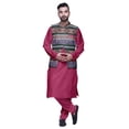thumbnail image 1 of Atasi Indian Long Kurta Men Solid Kurta Pajama With Printed Nehru Jacket Set, 1 of 1