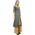 thumbnail image 4 of Phagun Vêtements pour Femmes Indiens Gris Kurti Ligne A Kurta Robe avec Palazzo-18, 4 of 7