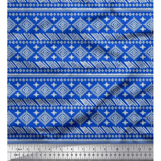 Soimoi Cotton Duck Fabric Aztec African Print Sewing Fabric Yard 56 Inch Wide