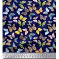 thumbnail image 1 of Soimoi Blue Georgette Viscose Fabric Colorful Butterfly Print Sewing Fabric Yard 42 Inch Wide, 1 of 5