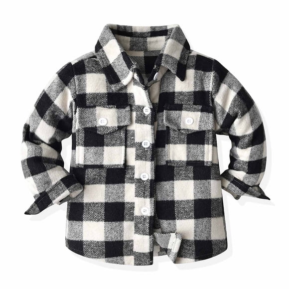 Girls Winter Coats Toddler Flannel Shirt Jacket Plaid Long Sleeve Lapel Shacket Kids Boys Girls Coats Fall Tops Girls Clothes on Clearance