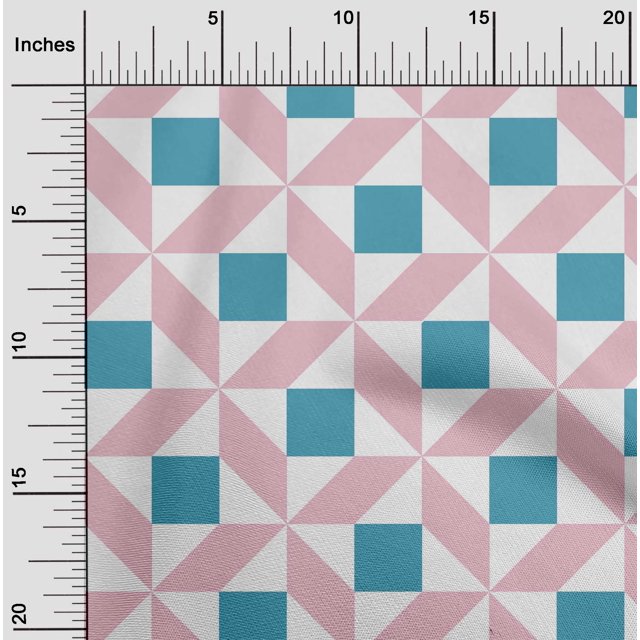 oneOone Cotton Poplin Fabric Triangle|Parallelogram & Square Geometric Print Fabric By The Yard 56 Inch Wide