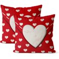 thumbnail image 1 of Housses de Coussin de la Saint-Valentin 20x20, Ensemble de 2, Coussins Décoratifs Blancs avec Cœurs d'Amour Rouges, Taie d'Oreiller Carrée pour la Saint-Valentin, Anniversaire, Style Ferme, Décoration de Fête, Housse de Coussin d'Extérieur pour Canapé, 1 of 6