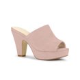 thumbnail image 1 of BLISSFUL STEP Women's Chunky Heels Platform Open Toe Slides Sandals Dust Pink 7, 1 of 7