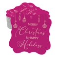 thumbnail image 1 of Inkdotpot Real Rose Gold Foil Merry Christmas & Happy Text Tags Favor Bracket Shape Hang Pack Of 100 Paper Tags, 1 of 1