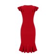 thumbnail image 4 of Robes d'Été Grande Taille pour Femmes 2024 Nouvelle Robe à Volants à Manches Courtes Col Rond Ourlet Irrégulier Robe Formelle Économisez jusqu'à 65 % de Rabais!, 4 of 6