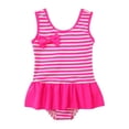 thumbnail image 1 of Hiiyo Little Girls Striped Bow Ruffle One-Piece Swimsuit Kids Swimwear Bathing Suit, 1 of 5