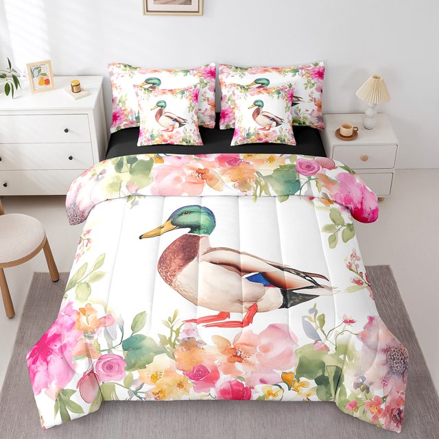 YST Ensemble de Literie Chic Floral 7 Pcs, Taille Complète